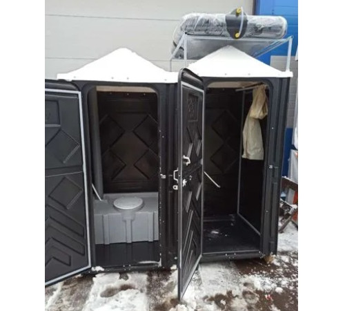 Туалет и душ с ТЭНом  для дачи 2 кабины черные (BTDEB)