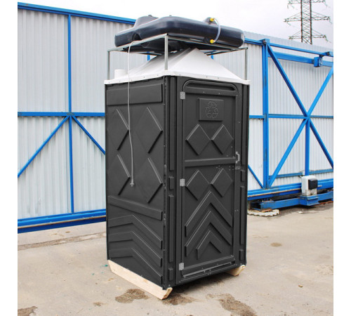 Туалет и душ с ТЭНом  для дачи 2 кабины черные (BTDEB)