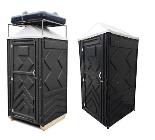 Туалет и душ с ТЭНом  для дачи 2 кабины черные (BTDEB)