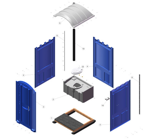 Туалетная кабина Стандарт City с удвоенной дверью